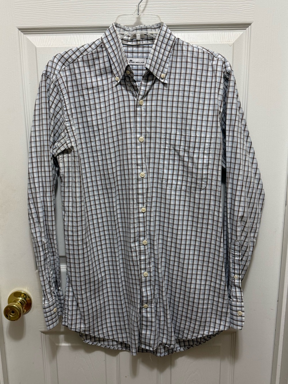 Peter Millar Men’s Medium Plaid Button Down Long Sleeve Shirt 100% Cotton